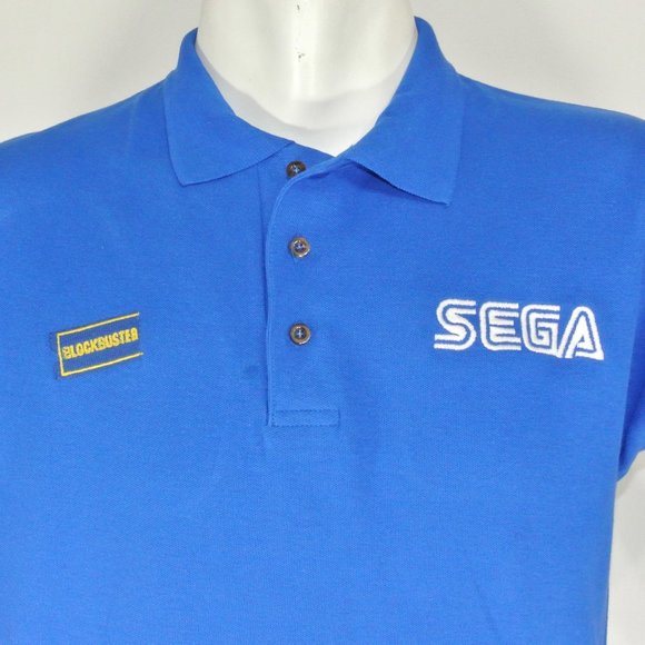 BLOCKBUSTER VIDEO Sega Video Game Vintage Employee Uniform Shirt Blue Size Small - Picture 11 of 14